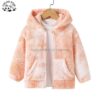 Customizable New Arrival Embroidery Children Tie Dye Zipper up Kids Fleece Girls Winter Coat With Hoodie - Image 3