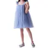Customizable Wholesale High Quality Latest Design Frocks Flying Sleeve Blue Soft Tulle Dresses for Kids Girls - Image 4