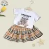 Summer Fashion Scottish Style with Bear Pattern Printed Sister and Brother Girls Boutique Clothes Sets - Image 4