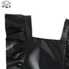 New Girls' Fashionable Black PU Leather Ruffle A-line Skirt Children's Pleated Vest Children's Skirt - Image 4