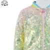 2025 Stylish Sequin Long Sleeve Zip up Baseball Collar Sequin Bomber Girls Jacket - Image 4