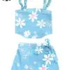 Customizable New Product Explosion Sweet Flowers Printing Blue 2pcs Outfit Girls Boutique Clothing Sets - Image 4