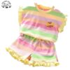 Wholesale High Quality Custom Colorful Flower Printing Girls Clothing Sets Casual for Summer - Image 4
