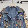 Customization European Rivet Decoration Colorful Gems Denim Jacket Kids Sequin Jean Jacket - Image 4
