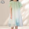 Customizable Girls' Short Sleeve Tulle Dress Gentle Ruffle Puffy Layer Fashionable Print Lace Dress - Image 4