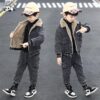 New Fashion Kids Clothes Boys Velvet Denim Suits Winter Outfits Boys Jeans Sets With Good Quality - Image 4