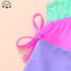 Customizable Quick Dry Elastic Girls Swimsuit Colorblock One-Shoulder Design Stylish Bow Detail Kids Swimwear with Side Bow - Image 4