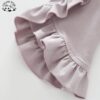 Customizable Spring Autumn Girls Pink Purple Flared Sleeve Long Sleeve T-shirt Wooden Ear Lace Sleeve Hoodie - Image 4