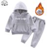 New Trendy Wholesale High Quality Custom Made Logo Toddler Jogger Fleece 2 Pieces Clothing Kids Boys Set - Image 4