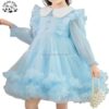 Customizable Boutique Design Long Sleeves Bow Knot Birthday pink Tulle Dresses Girls Tulle Princess Party Dress - Image 4