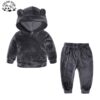 Children's Clothe Set Spring Autumn Boy's Hoodie Two-Piece Golden Velvet Girls' Sportswear - Image 4
