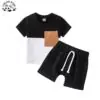 Customizable Color Block Baby Boys Outfit Two Piece Toddler  Boys Clothing Sets for Daily Wear - Image 4