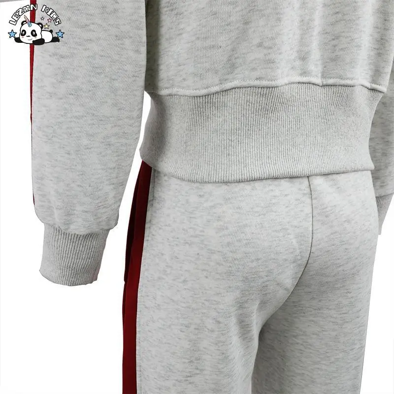 2024 Fashion Heart Print Zipper Hoodie Coat Side Stripe Sweat Pants Girls Clothing Sets Luxury