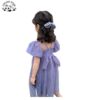 Wholesale Custom Puff Sleeve Purple Mesh Party Dress Girls Tulle Dresses for Summer - Image 4