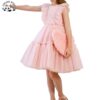 ODM Customized Logo Pink Tulle Dress Girls Sleeveless Ruffled Layered Formal Party Dress - Image 5