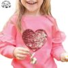Customizable Girls Crewneck Sequin Heart Shape Pullover Children Hoodie Sweatshirt for Girls - Image 5