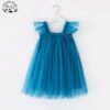 ODM Custom Tulle Princess Dress Baby Girls Solid Pattern Ruffle Decoration Summer Woolen Fabric Dress - Image 5