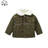 Stylish Winter Cardigan Warm Corduroy Kids Coats Jackets 2-14Y Girls Casual Style Hood Collar Logo Decoration Solid Long Coats - Image 5