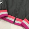 Metallic Faux Leather Blue Sleeves Hot Pink Satin Bomber Coats Girls Puff Jackets with Crystal Rainbow Sequin Tiger Patch - Image 5