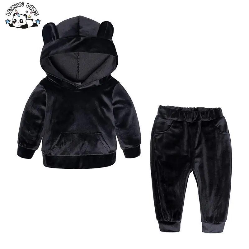 Children's Clothe Set Spring Autumn Boy's Hoodie Two-Piece Golden Velvet Girls' Sportswear - Image 5