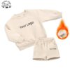 Wholesale Casual Luxury Customize logo Fleece Sweatsuit Shorts Boy Set Kids Clothing Girls Outfits - Image 5