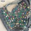 High Street Stylish Colorful Hand Sewn Crystal Rhinestone Girls Jeans Denim Shorts - Image 5