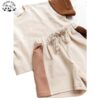 New Fashion Kid Suit Solid Color Block Boy Set Short Sleeve T Shirt Shorts 2 Piece Child Jogger Set - Image 5
