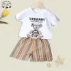Summer Fashion Scottish Style with Bear Pattern Printed Sister and Brother Girls Boutique Clothes Sets - Image 5