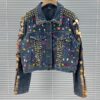 Customization European Rivet Decoration Colorful Gems Denim Jacket Kids Sequin Jean Jacket - Image 5
