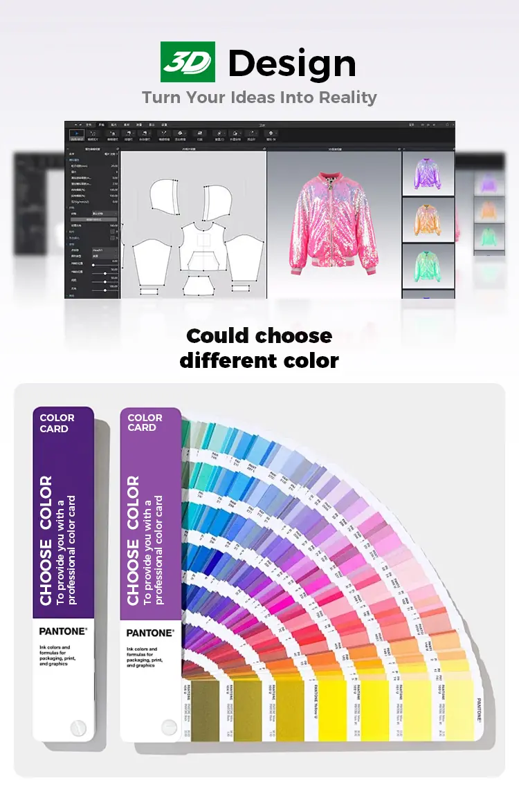 3d design in could choose different color for garments
