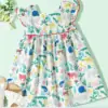 Custom Floral Printed Casual Dress Girls Knee-Length Spring Kids Clothing Beautiful Flowers Decoration for 2-14T Children - Image 3